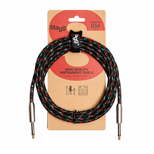 Stagg Instrument Cable S Series Vintage Black Tweed 6m