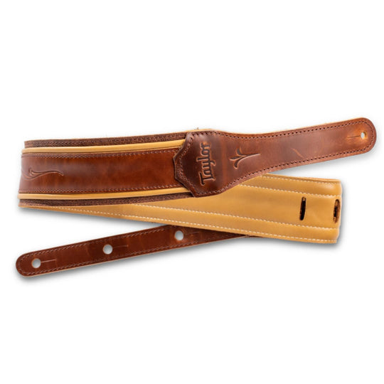 Taylor Spring Vine 2.5" Leather Guitar Strap - Medium Brown
