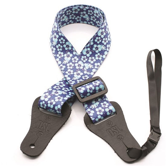 DSL Ukulele Strap Poly Hibiscus Blue