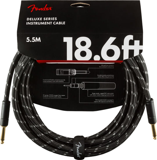 Fender Deluxe Series Instrument Cable 18.6ft - Black Tweed