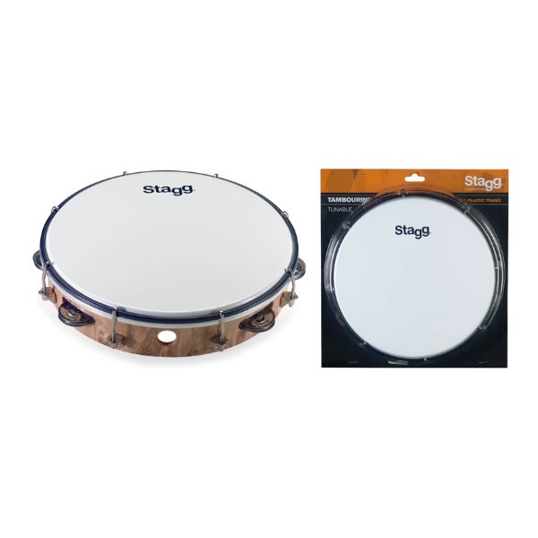 Stagg 10 Inch Tuneable Tambourine - Plastic Frame with Wood Finish (TAB-110P/WD)