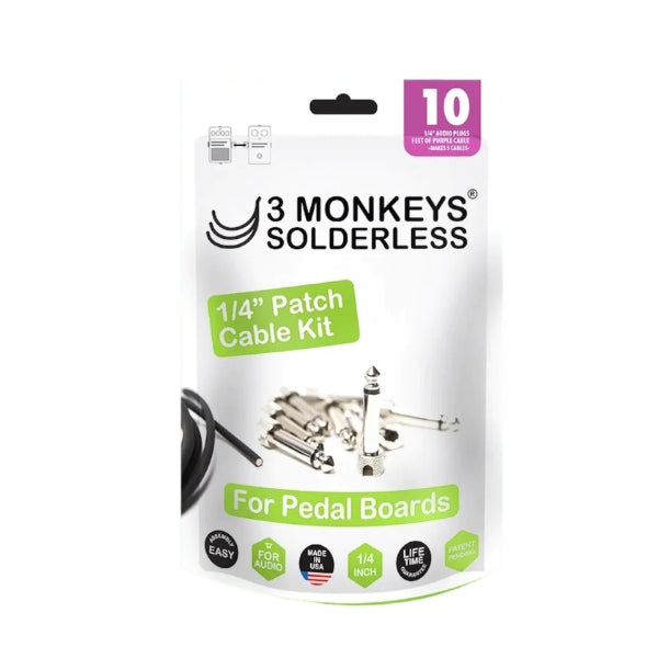 3 Monkeys Solderless Pedalboard Cable Kit - 10ft