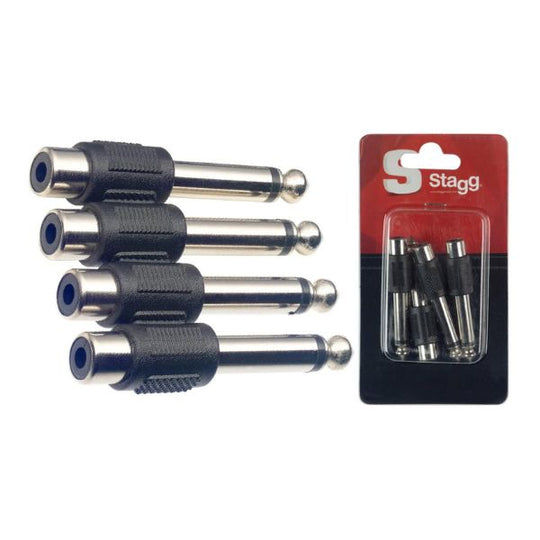 Stagg RCA Adaptor 4-Pack (RCA-F to TS 1/4"-M)