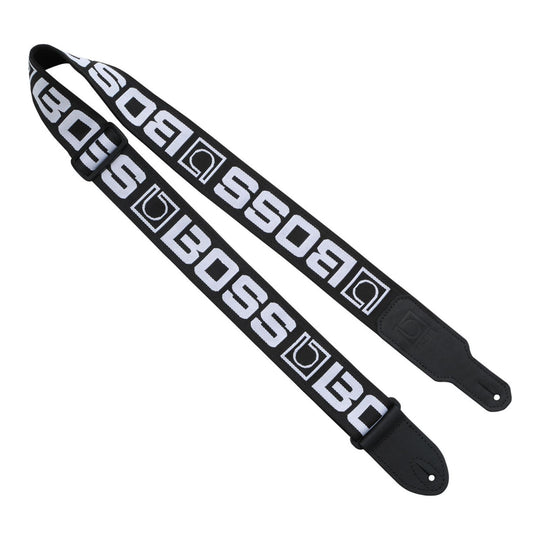 Boss Monogram Guitar Strap Black with White Logo