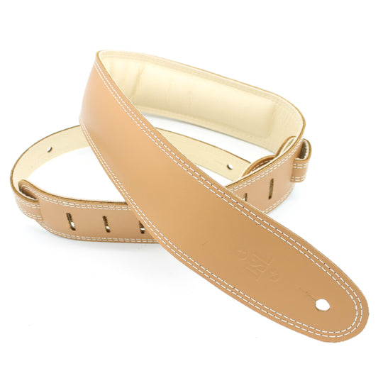 DSL Padded Guitar Strap (Tan with Beige Stitching)