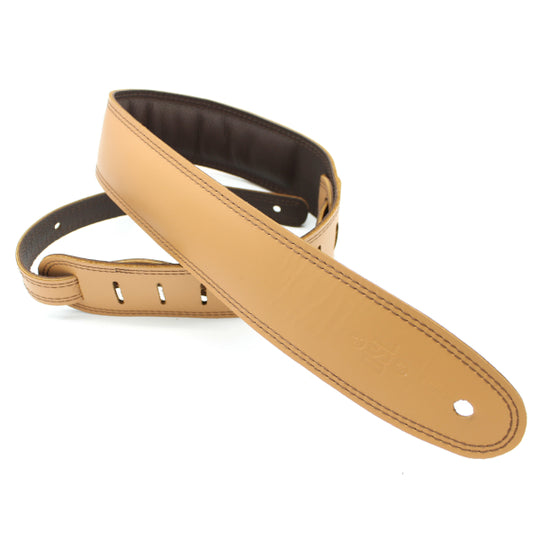 DSL Padded Guitar Strap (Tan with Brown Stitching)