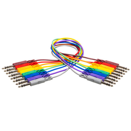 Hosa CSS-830 Patch Cables 1/4" TRS to Same - 1ft (8-Pack)