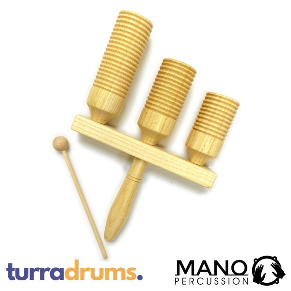 Mano Percussion Triple Guiro Wood Tone Block (UE785)