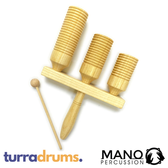 Mano Percussion Triple Guiro Wood Tone Block (UE785)