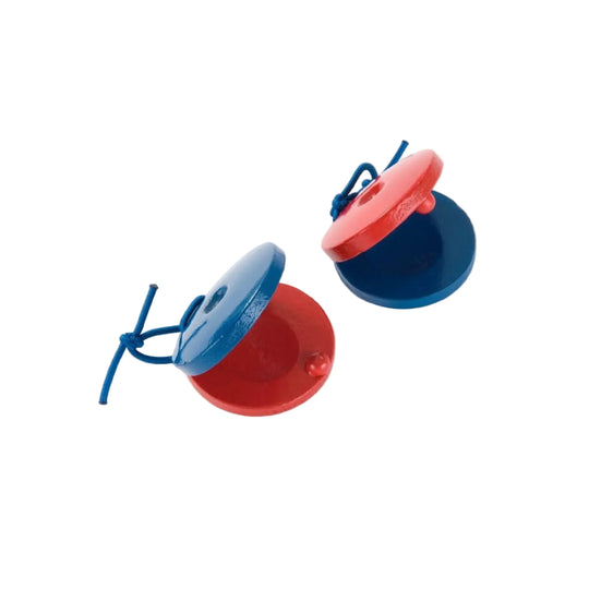 Man Percussion Wooden Red & Blue Castanets (Pair)