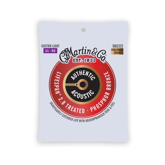 Martin Authentic Treated Custom Light Acoustic Guitar Strings MA535T