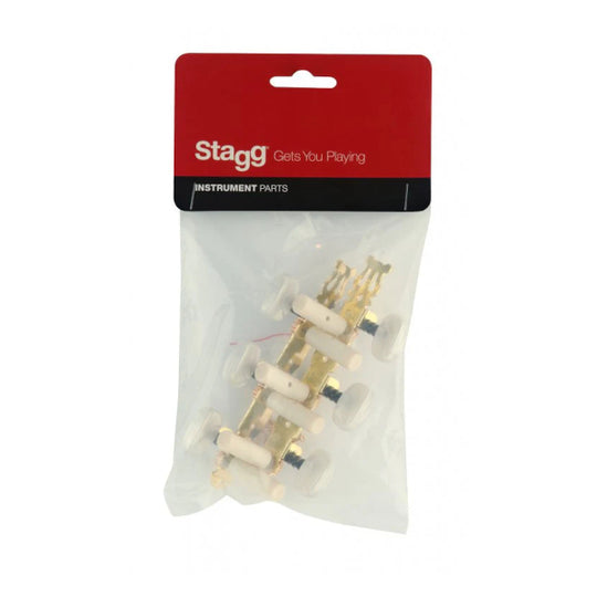 Stagg Classical Guitar Machine Heads - Gold w/ White Buttons (SP-MHCL-GD)