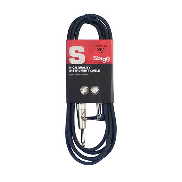 Stagg Instrument Cable S Series 3m Straight to RA SGC3PL