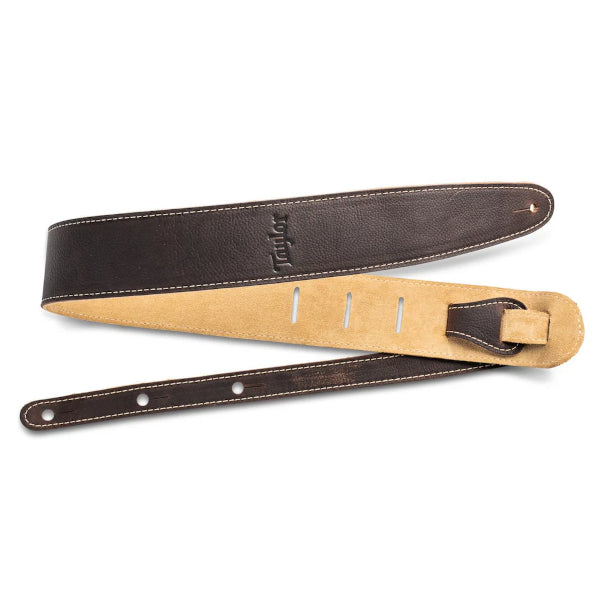 Taylor 2.5" Leather Guitar Strap Suede Back - Chocolate Brown