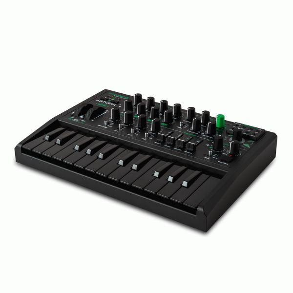 Black MIDI keyboard controller on a white background