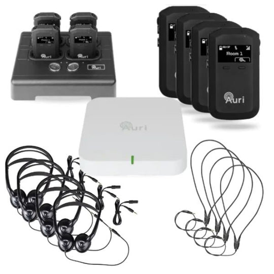 Auri J4-D 2-Channel Auracast System Kit with 4 Receivers (Dante)