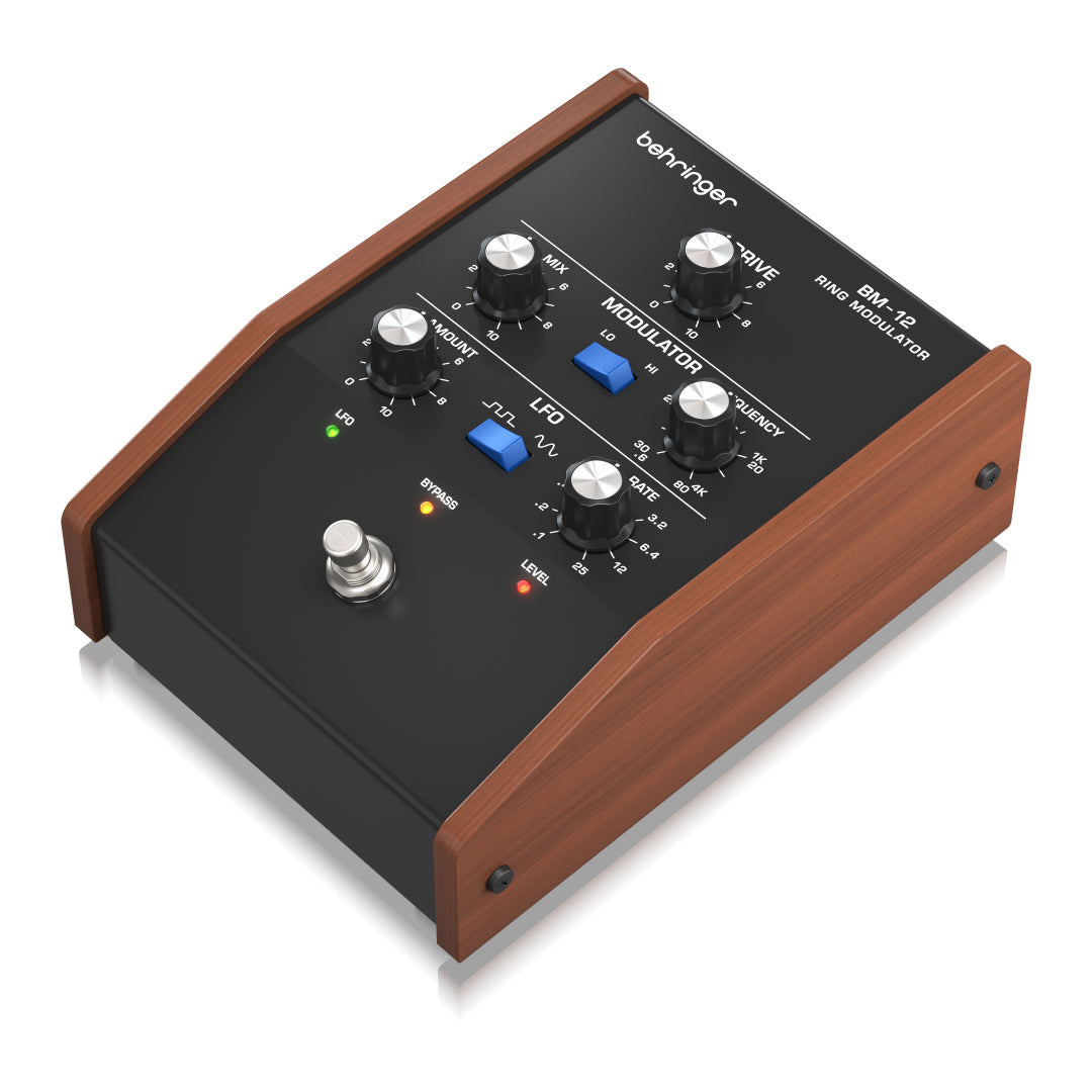 Behringer BM-12 with wooden casing on a white background