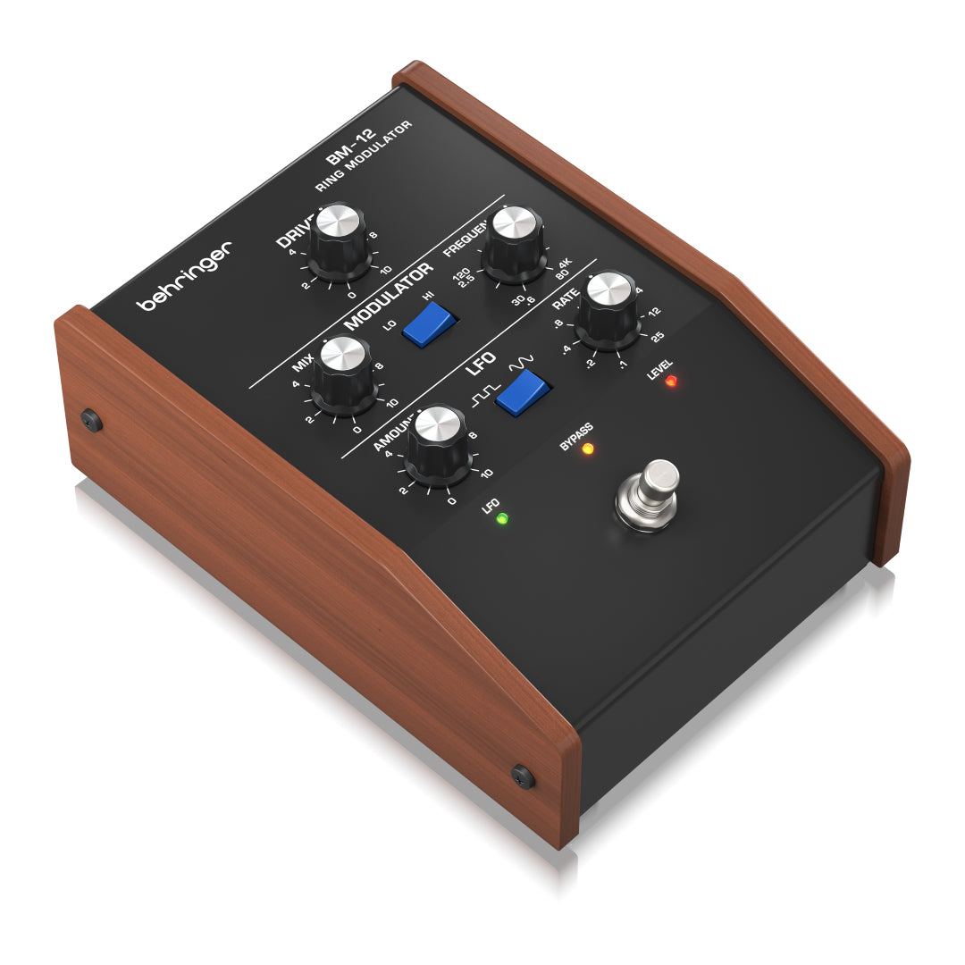 Behringer BM-12 with wooden casing offset on a white background