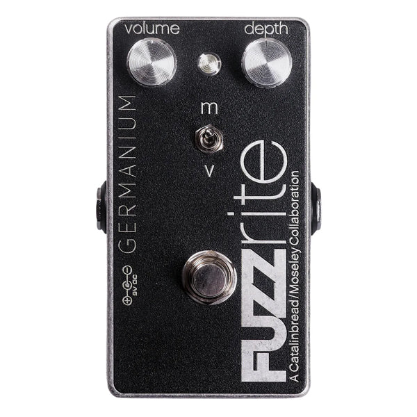 Guitar effects pedal with 'Fuzz rite' branding on a white background