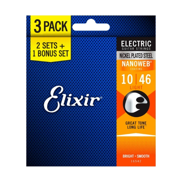 Elixir Nanoweb Electric 3-Pack - Light