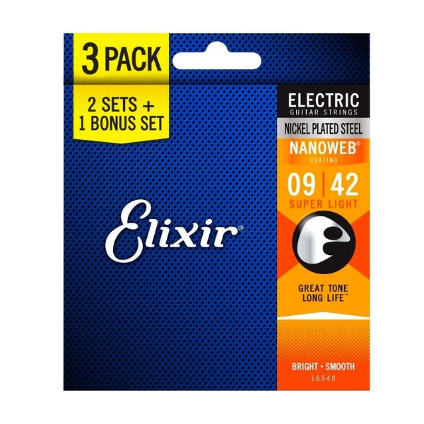 Elixir Nanoweb Electric 3-Pack - Super Light