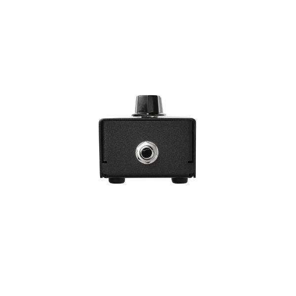 Black electronic device with a circular component on a white background