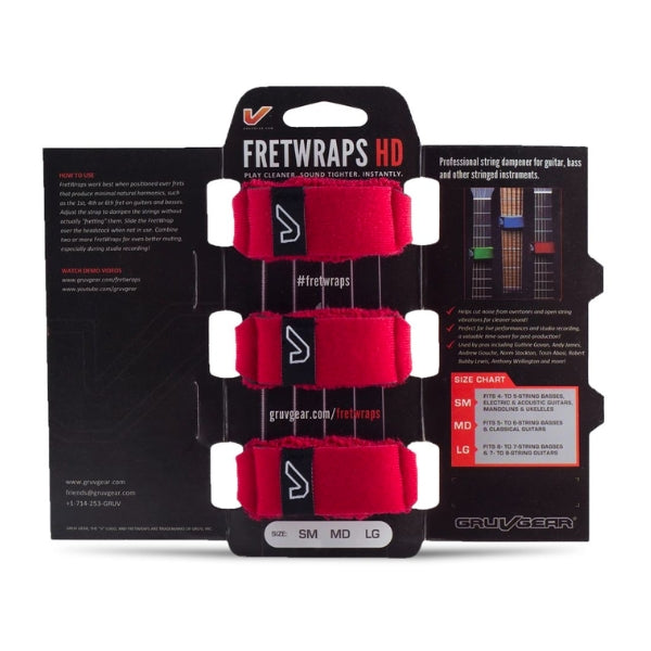 GruvGear FretWraps 3pk - Red Small