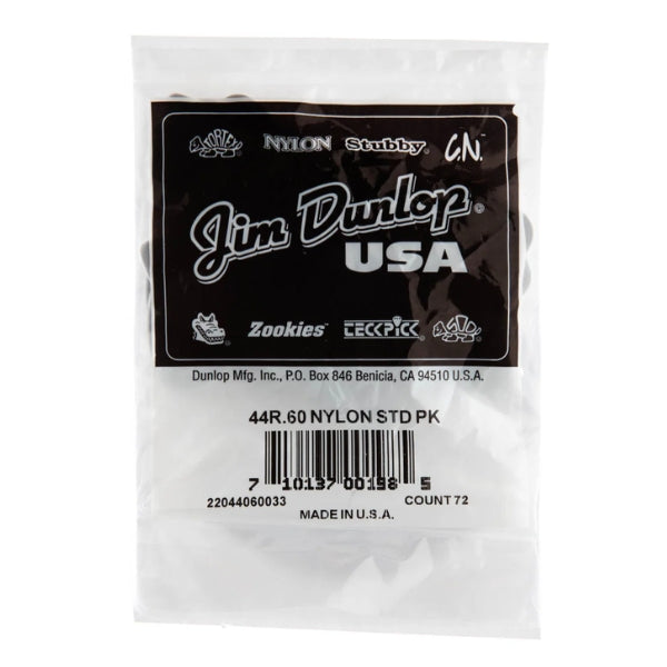 Jim Dunlop Nylon Standard Guitar Picks 0.60mm Bulk 72 Pack packaging front
