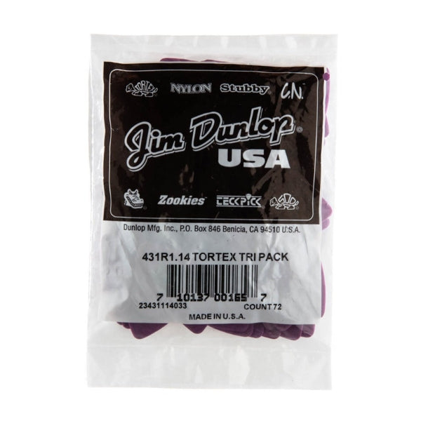Jim Dunlop Tortex Triangle Guitar Picks 1.14mm Bulk 72 Pack front