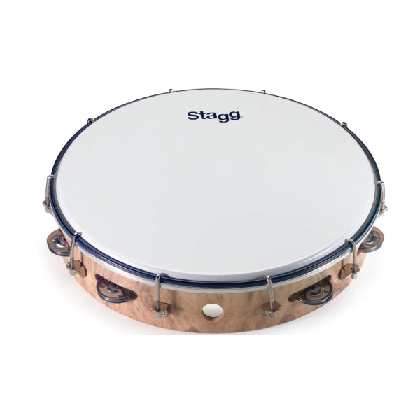 Stagg 12" Tuneable Tambourine w- Head - Wood Colour