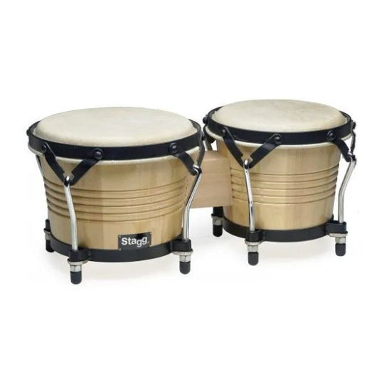 Stagg 6.5 & 7.5 Inch Bongo Drums with Legs - Natural (BW200N)