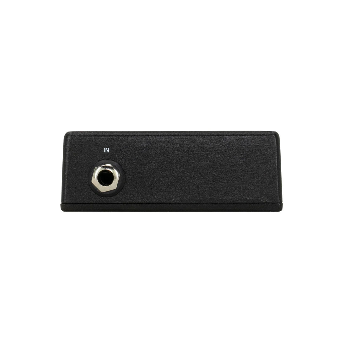 Black rectangular audio jack on a white background