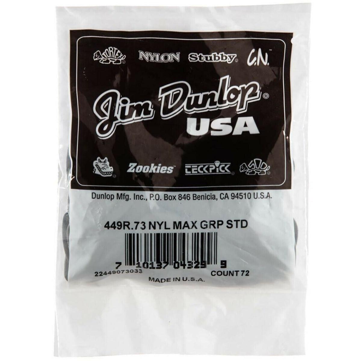 Jim Dunlop Max Grip Nylon Guitar Picks 0.73 Bulk Pack of 72