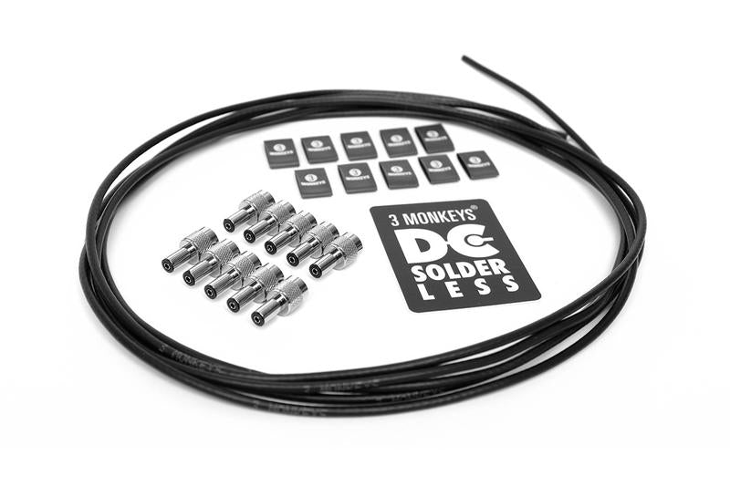 3 Monkeys Solderless DC Pedalboard Power Kit 10ft - Black (10 Plugs)