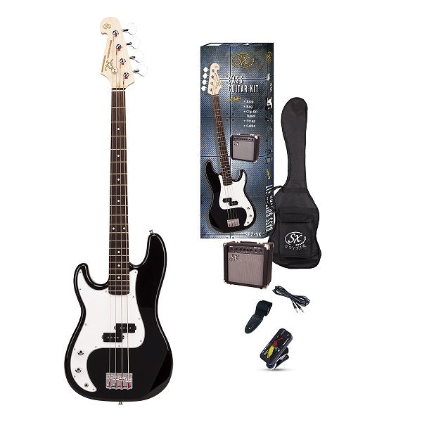 SX 3/4 Bass Guitar Pack Left-Handed (Black) with SX Amp
