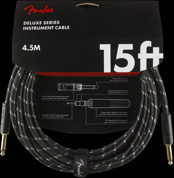 Fender Deluxe Series Instrument Cable 15ft - Black Tweed