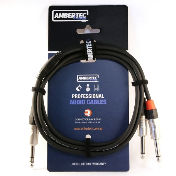 AmberTec Stereo Breakout Cable (1/4" TRS to Dual 1/4" TS) 1.5m