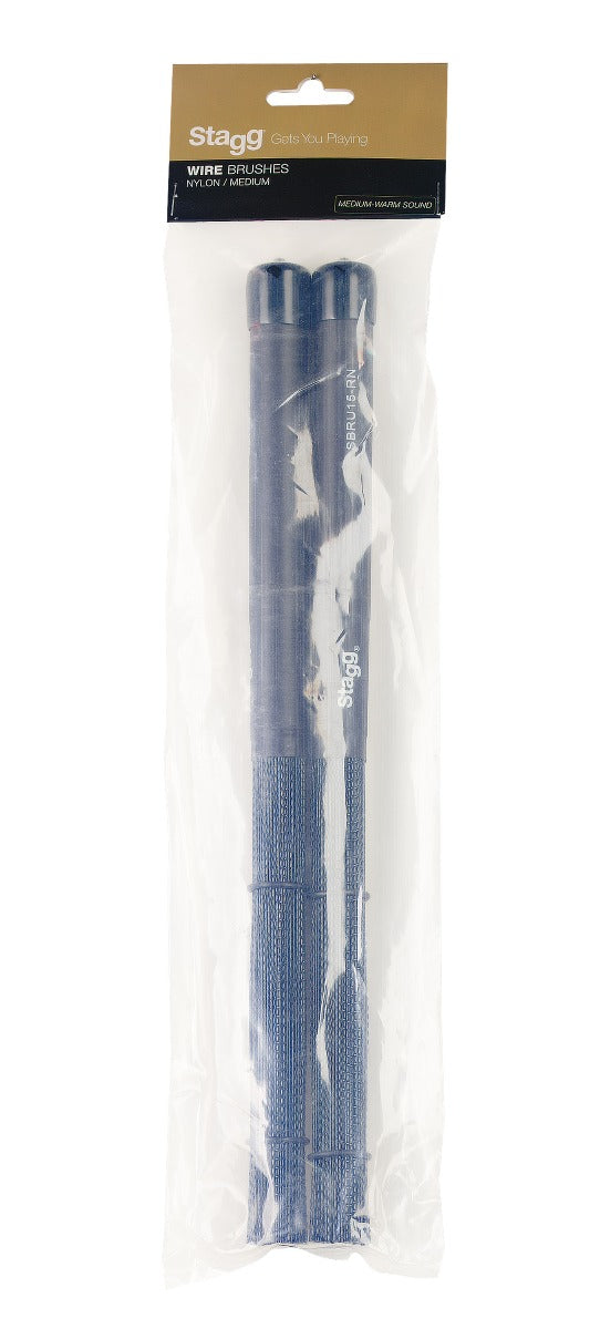 Stagg Poly Bristle Heavy Black Nylon Drum Brushes Black Rubber Handle