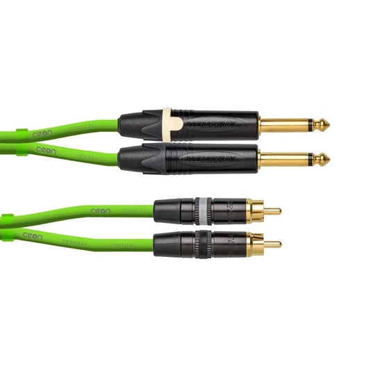 Cordial CEON DJ Dual TS Jack to Dual RCA (1.5m) - Green