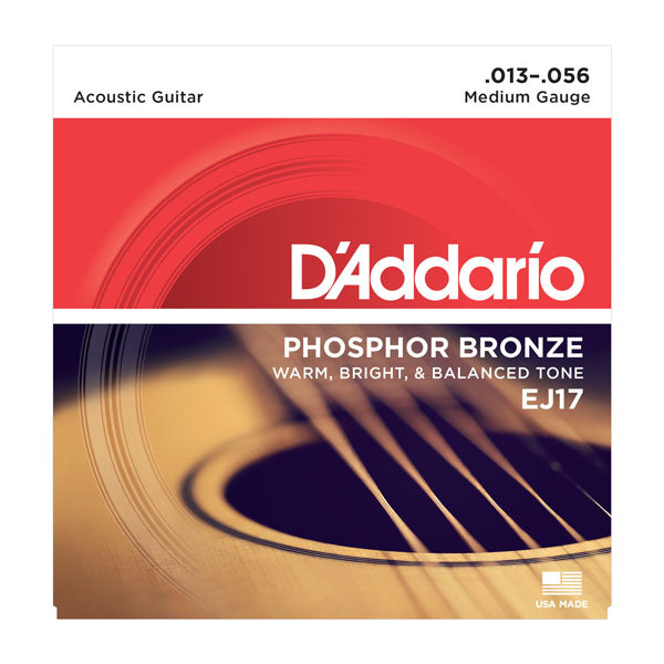 D'Addario EJ17 Phosphor Bronze Acoustic Guitar Strings, Medium, 13-56