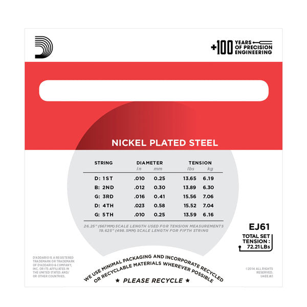D'Addario EJ61 Banjo Strings, 10-23