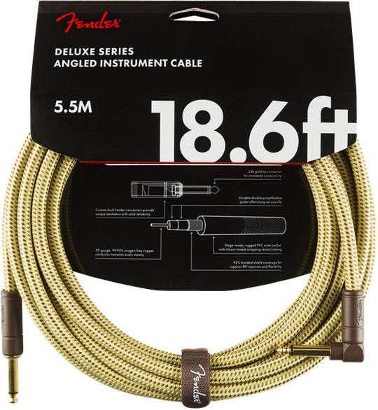 Fender Deluxe Series Instrument Cable 18.6ft - Tweed (Straight - Right-Angle)