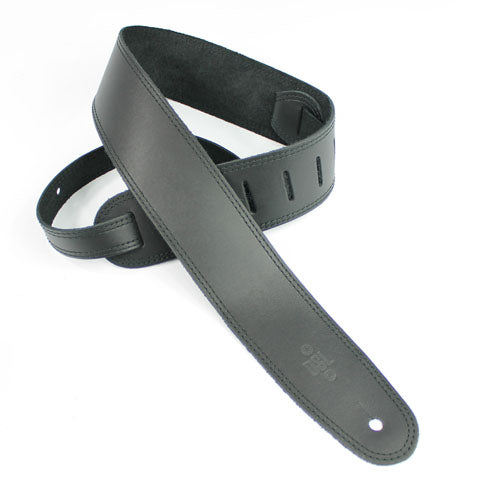 DSL Leather Guitar Strap (Black with Black Stitch)