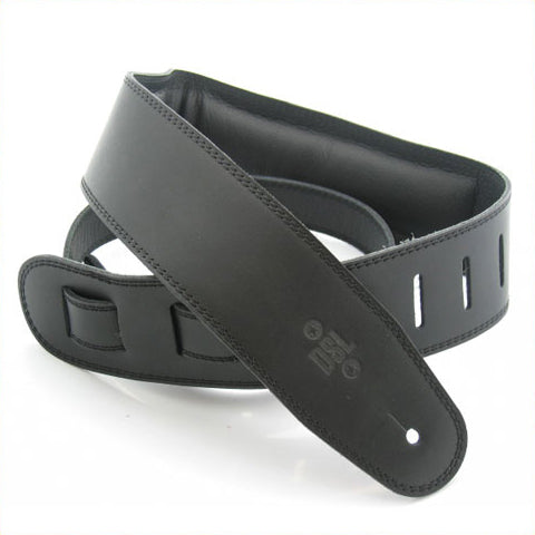 DSL Padded Guitar Strap (Black with Black Stitching)