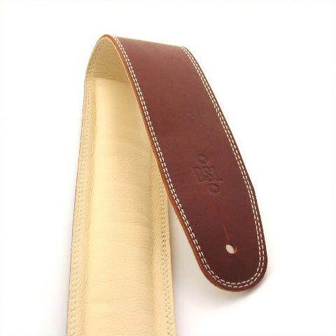 DSL Padded Guitar Strap (Maroon with Beige Stitching)