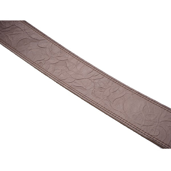 DSL Embossed Leather Guitar Strap - Brown