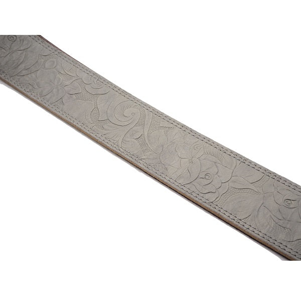 DSL Embossed Leather Guitar Strap - Grey