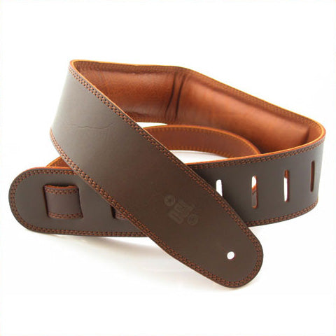 DSL Padded Guitar Strap (Brown with Brown Stitching)