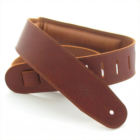 DSL Padded Guitar Strap (Maroon with Brown Stitching)