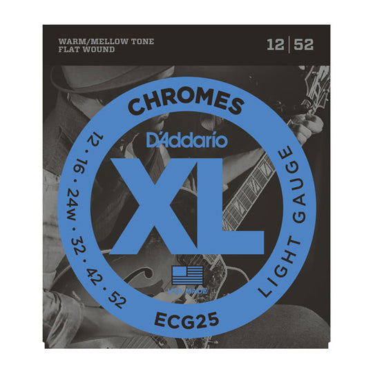 D'Addario ECG25 Chrome Flat Wound Electric Strings Jazz 12-52